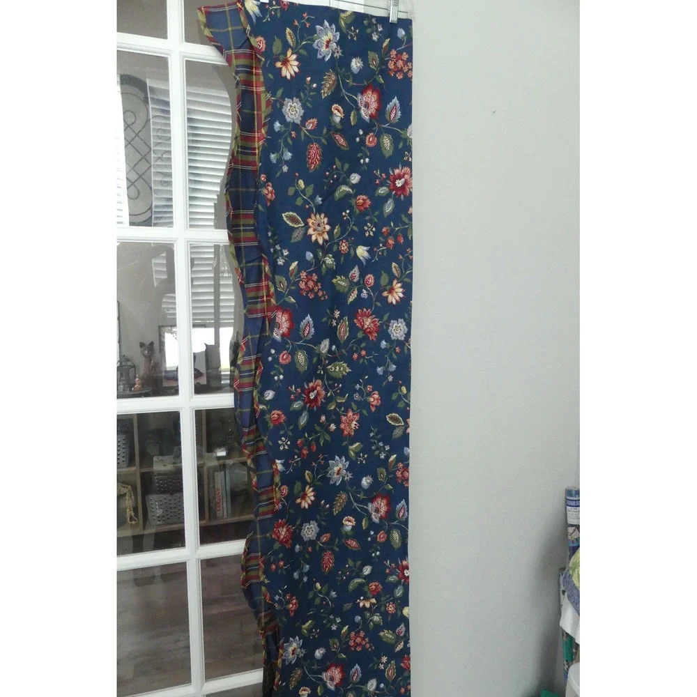 Waverly Longford Floral Plaid Window Valance Scalloped 78x18 Vintage Traditional